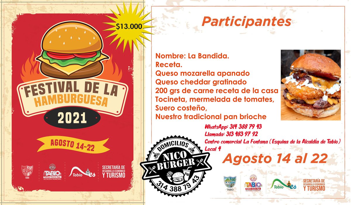 tabioes's tweet photo. Festival de la Hamburguesa Tabio 2021 // Martes 17 // https://t.co/Jh0eGtds88