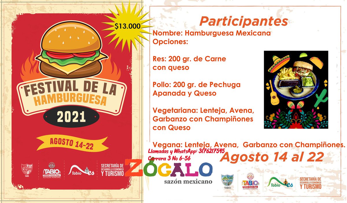 tabioes's tweet photo. Festival de la Hamburguesa Tabio 2021 // Martes 17 // #Entérate https://t.co/Cw3E9Okshr