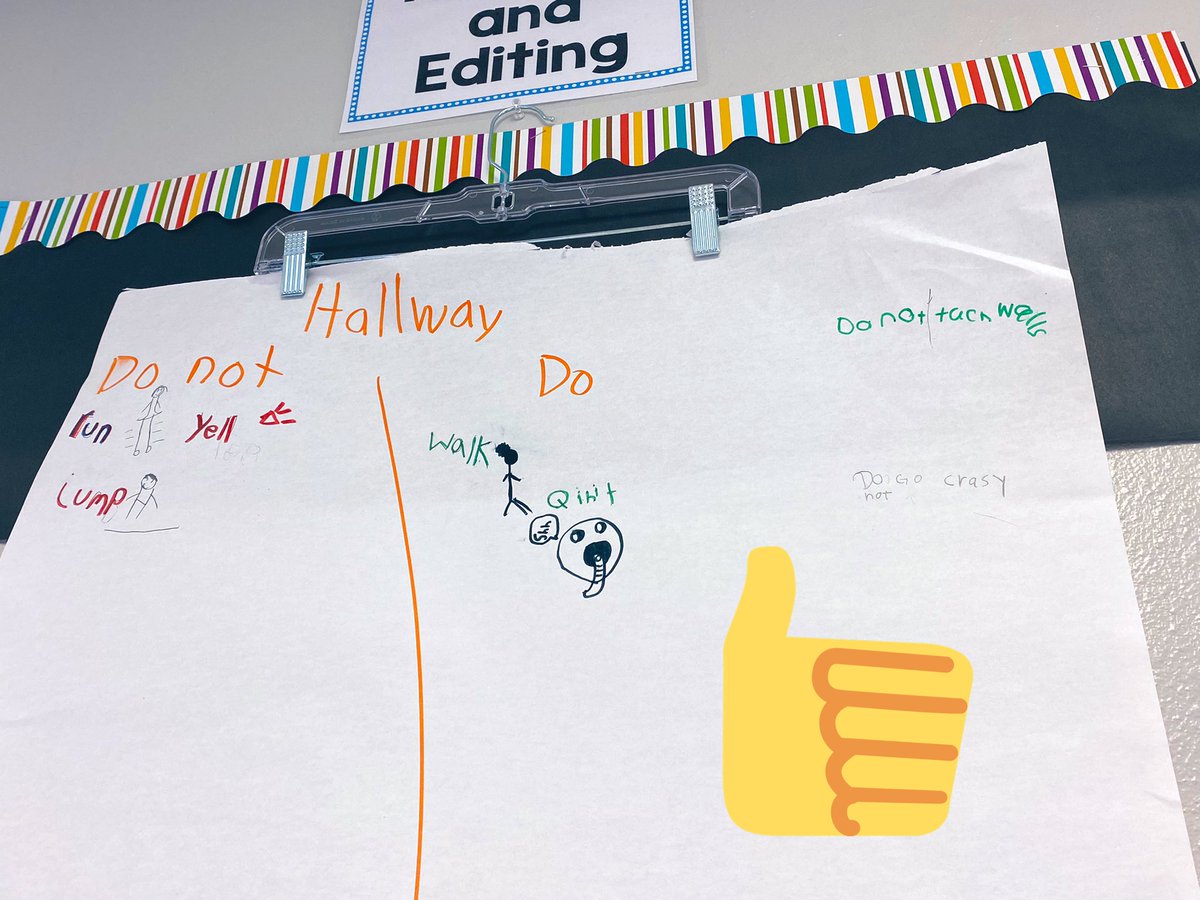 bmikulecky's tweet photo. Students are at the helm of documenting their own behavior expectations in Ms. Elias 3rd grade classroom. This is a power teacher move and encourages self management of behavior. @WilemonSTEAM @CurriculumWISD https://t.co/m2hdvfO0Bm