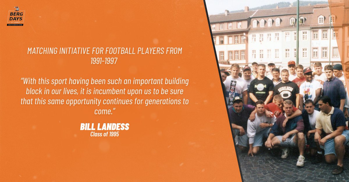 Heidelberg Athletics (@bergathletics) on Twitter photo Another #BDOS21 update:
1) The MBB match program runs through 8/19
2) Bill Landess '95 is matching all donations (up to the goal) from <a href="/BergFootball/">Heidelberg Football</a> players who played from 1991-1997 -- a great way to make a big impact
Visit BergAthletics.com/august to give today! Another #BDOS21 update:
1) The MBB match program runs through 8/19
2) Bill Landess '95 is matching all donations (up to the goal) from <a href="/BergFootball/">Heidelberg Football</a> players who played from 1991-1997 -- a great way to make a big impact
Visit BergAthletics.com/august to give today!
