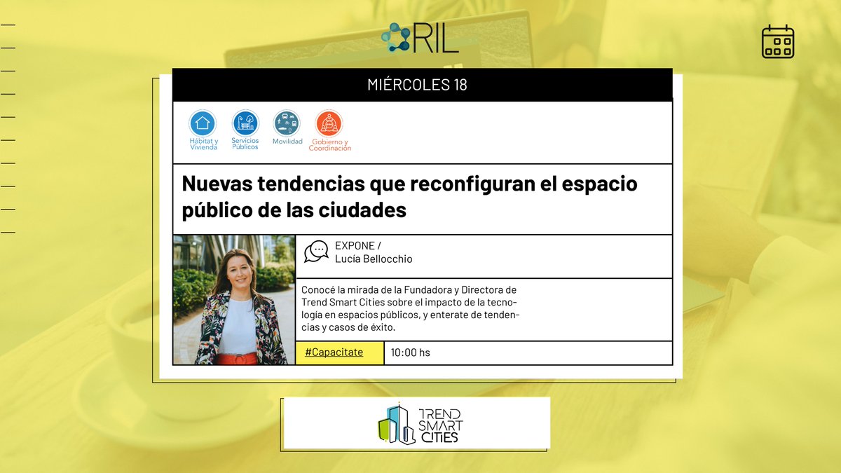 RIL (@innovacionlocal) on Twitter photo 📈 Tendencias
📌 Casos
👏 Impacto de la tecnología en espacios públicos
🌱 Reencuentro de las ciudades con la naturaleza
🙋♀️ <a href="/lubellocchio/">Lucía Bellocchio</a> es Fundadora y Directora de
<a href="/trendsmartcity/">@trendsmartcities</a> y Directora de la Diplomatura en #SmartCities de la <a href="/EGobiernoUA/">Escuela de Gobierno Universidad Austral</a>
us06web.zoom.us/meeting/regist… 📈 Tendencias
📌 Casos
👏 Impacto de la tecnología en espacios públicos
🌱 Reencuentro de las ciudades con la naturaleza
🙋♀️ <a href="/lubellocchio/">Lucía Bellocchio</a> es Fundadora y Directora de
<a href="/trendsmartcity/">@trendsmartcities</a> y Directora de la Diplomatura en #SmartCities de la <a href="/EGobiernoUA/">Escuela de Gobierno Universidad Austral</a>
us06web.zoom.us/meeting/regist…