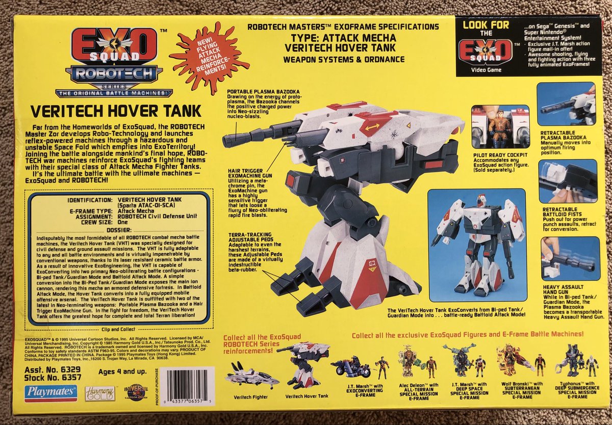 Here is the packaging for the Hovertank from the #ExoSquad toyline, with the design originally coming from the #Robotech matchbox toyline. Love the toy, it is huge and powerful. Some day maybe we will get a toy that can transform into all 3 modes.