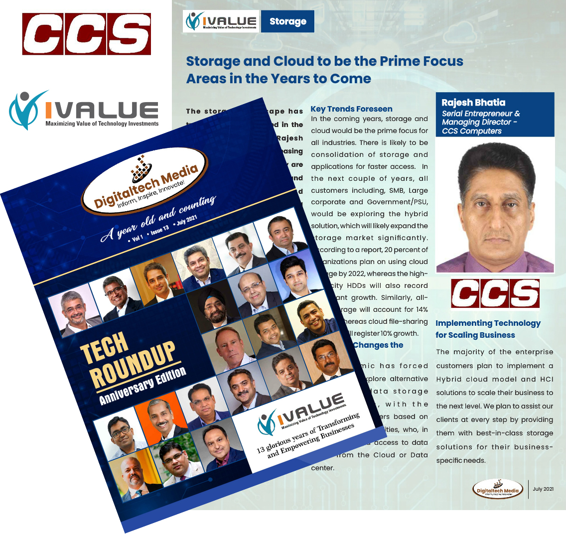 DigitaltechM's tweet photo. Storage and Cloud to be the Prime Focus Areas in the Years to Come
Rajesh Bhatia, Serial Entrepreneur & Managing Director - CCS Computers
Read More:- https://t.co/a5xYZqPNrl
#storage
#storagesolutions
#partners #techroundup #digitaltechmedia https://t.co/QHbeNnqru2
