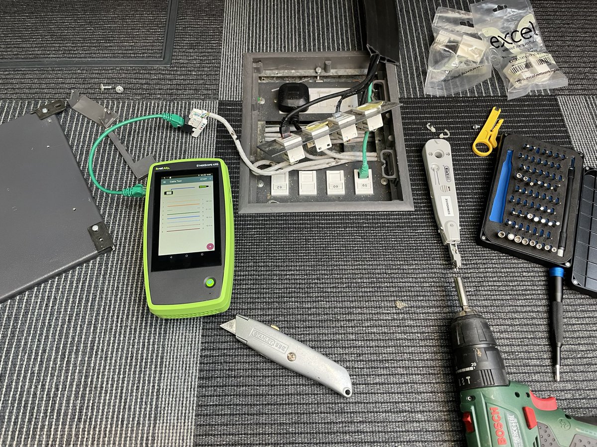 UKDanJones's tweet image. Cable testing with @NetAlly #EtherscopenXG later we’ll be pushing some #LANBERT tests!