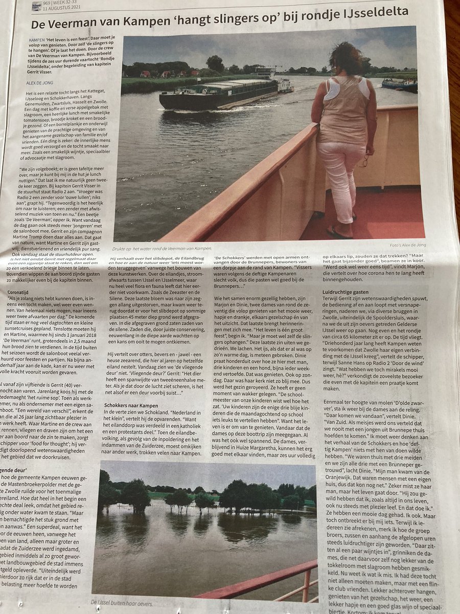 Deze week staan wij met een mooi sfeerverslag van een van onze tochten in de scheepvaartkrant.

Mooi opgeschreven door Alex de jong.