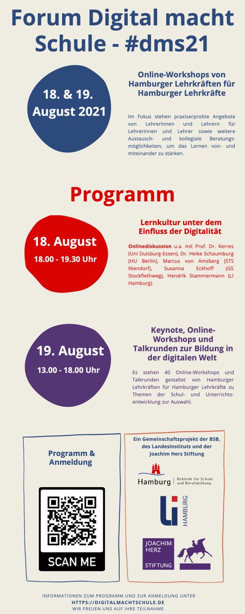 Flaschenputtel's tweet image. Noch einmal schlafen, dann startet #dms21 online 
 (Workshops, Austausch, Vernetzung, Diskussionen). Wenige Plätze sind noch frei, für Kolleginnen und Kollegen aus HH. Hier geht es zur Registrierung: app.edkimo.com/feedback/fuzaz…
Weitere Infos: digitalmachtschule.de/dms21/ #digihh #eduhh