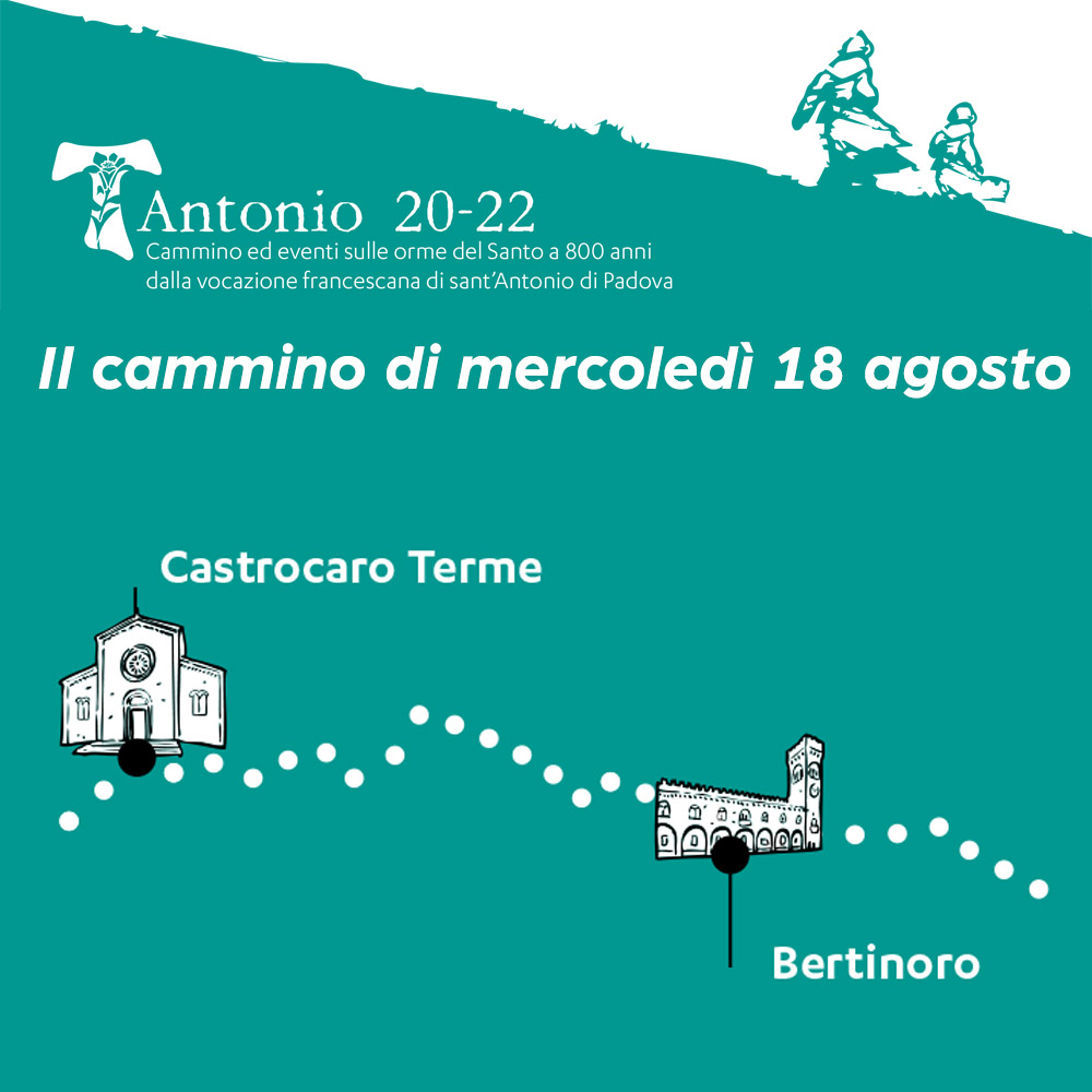 🥾 IL PROGRAMMA DI OGGI Mercoledì 18 agosto 1/2
Castrocaro – Bertinoro (21,5 km)
📌ore 17.30 Messa in chiesa del Suffragio
📌ore 19.30 visita guidata al Museo Interreligioso di Bertinoro
#antonio2022