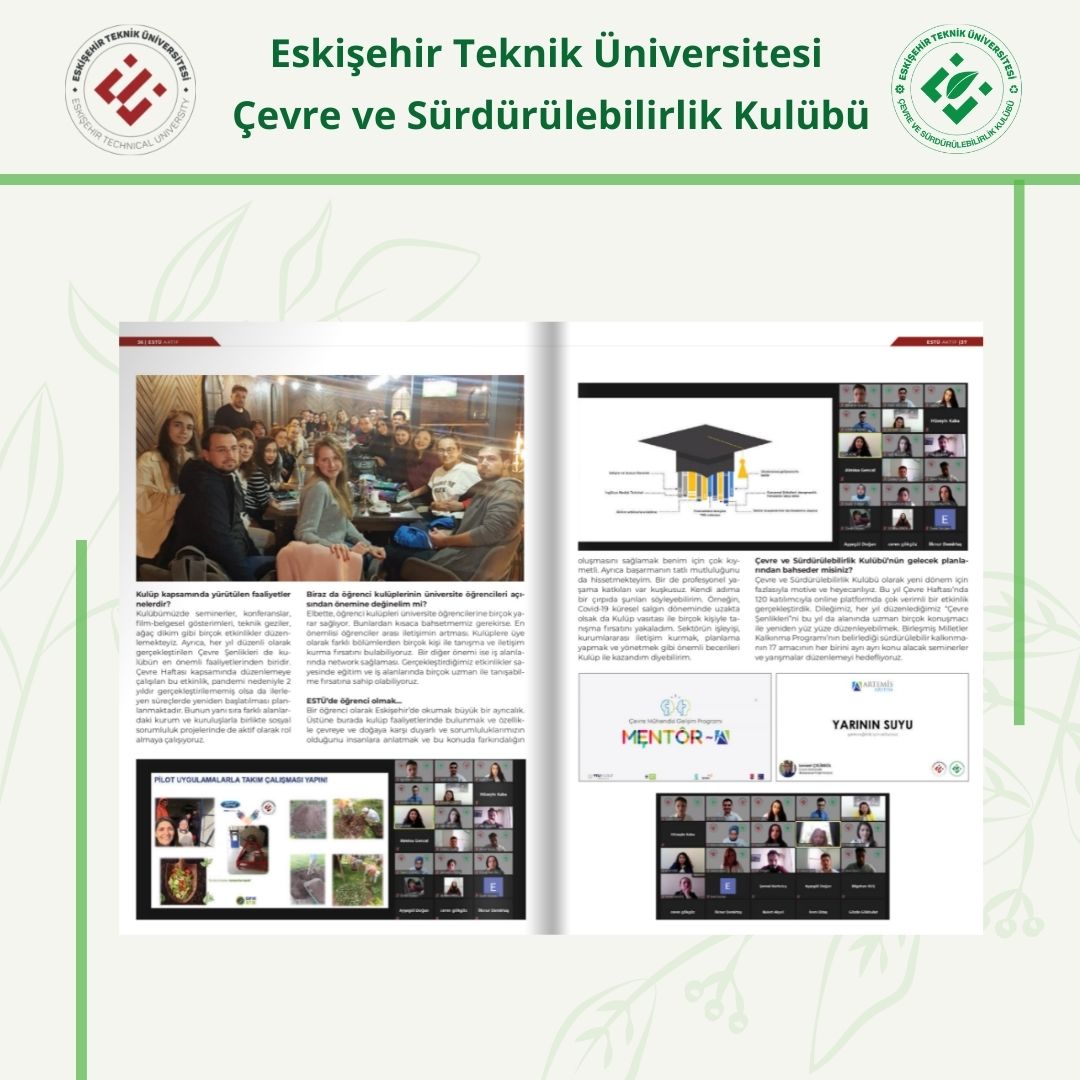 estucsk's tweet photo. Üniversitemizin e-gazetesi ESTÜ Aktif'in 38. sayısında biz de varız! Dergiye https://t.co/LNOJnkip0D sitesinden röportaja https://t.co/T0v1VHtNWc linkinden ulaşabilirsiniz. Keyifli okumalar 🌿🌱  @esteknikuniv https://t.co/pqPB1t16Sj