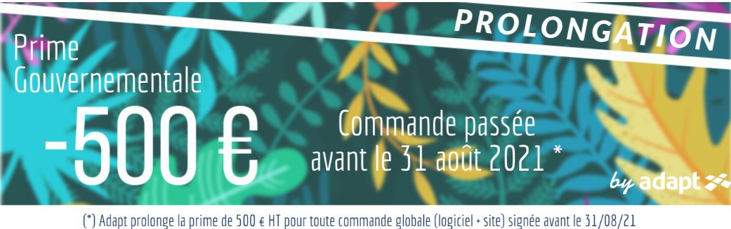 PROLONGATION DE  LA PRIME GOUVERNEMENTALE

Adapt immo continue la prolongation de la prime gouvernementale de 500 € pour toute commande globale (logiciel + site) passée avant le 31/08/2021.
