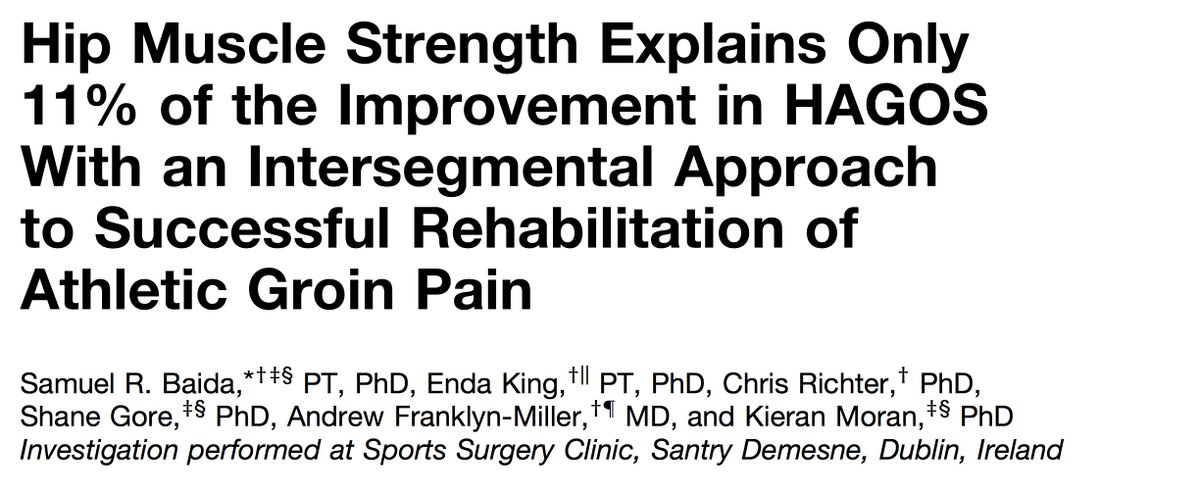 Fantastic to see <a href="/Sam_Baida/">Sam Baida</a> paper on the Rehabilitation of #Athletic #Groin #Pain finally in print in @AJSM_SportsMed <a href="/sscsportsmed/">SSC Sports Medicine</a> <a href="/SSCSantry/">UPMC Sports Surgery Clinic</a> <a href="/DCU/">Dublin City University</a> 
#openaccess 
tinyurl.com/ktwwxm9s
Latest paper from his PhD

Lots of 🔑 info for clinicians in the results

Summary Below 1/6 👇