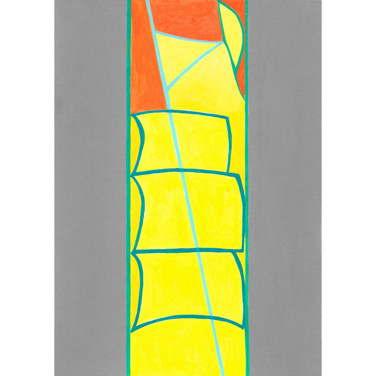 Louisa_Chambers's tweet image. New painting on paper: Landlocked III from a series of paintings about #urbanwalking #routine #boredom and #lockdown forms reconfigured / encountered gate somewhere in the depths of the #eastmidlands #greysky