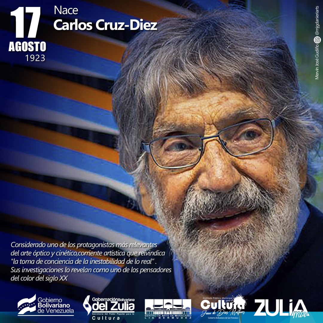 CulturaZulia's tweet photo. Carlos Cruz-Diez, Nace en Caracas el 17 de agosto de 1923, es uno de los grandes artistas plásticos venezolanos, quien creó otra noción del color y su relación con el espacio y el tiempo.
Su discurso plástico gravita alrededor del fenómeno cromático. https://t.co/NW4HMqxZT2