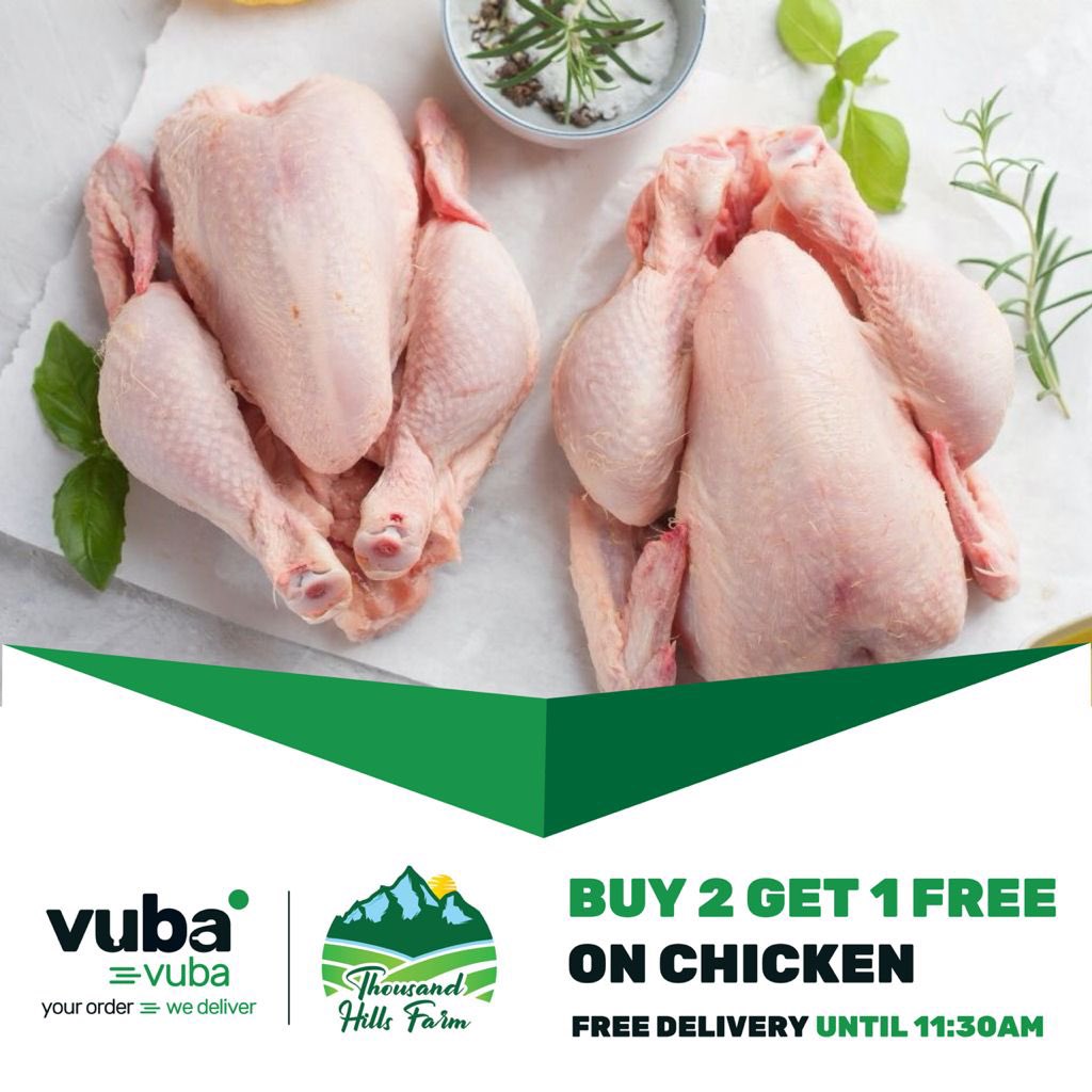 ThFarms's tweet image. Hey Family, we have great news!
Vuba Vuba and Thousand Hills are giving you free delivery until 11:30 am. Offer ends on the 20th of August 2021.Hurry! Go get your chicken. @vubavubarw 

#thousandhillsfarm #vubavubarw #chickendelivery #rwanda