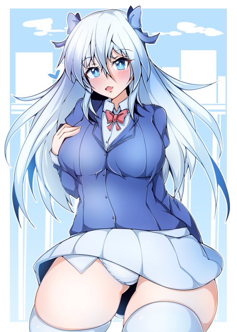 学校の屋上の、銀髪の女の子 #創作 