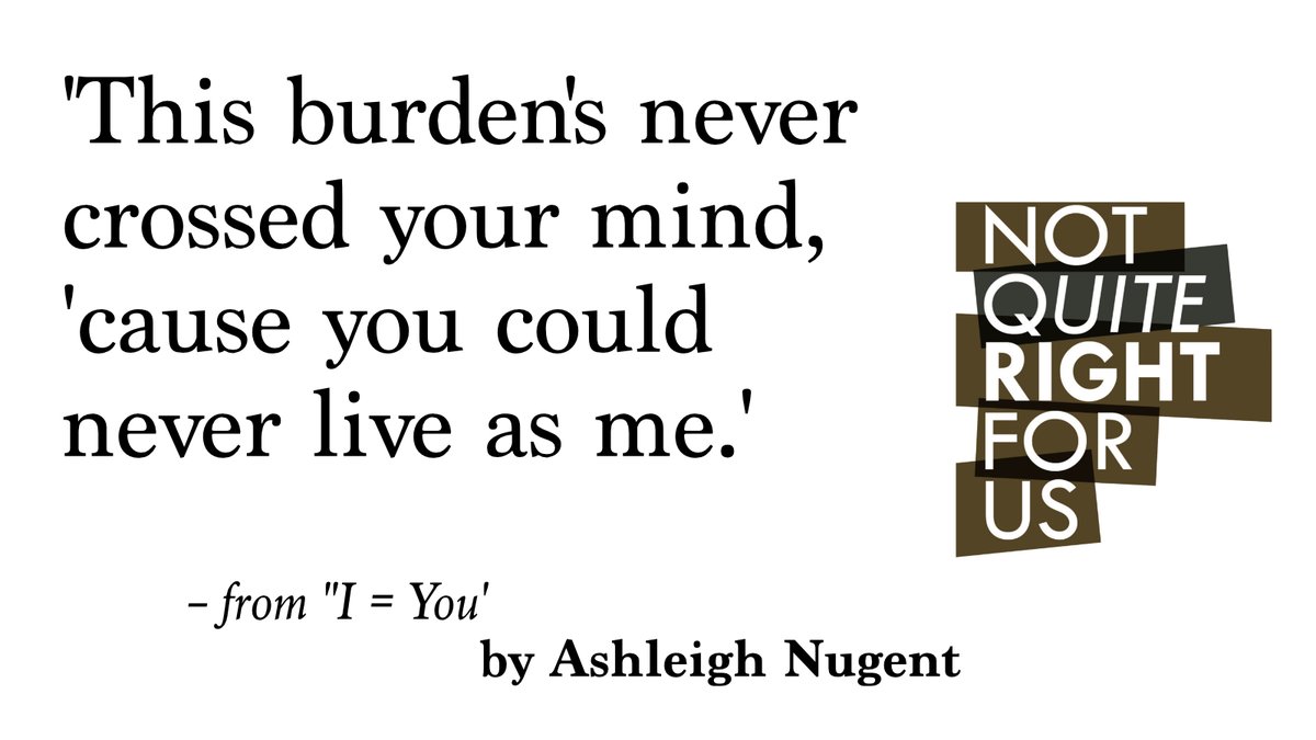 Speak_Volumes's tweet photo. Time for another very-mini-excerpt from our anthology #NotQuiteRightForUs! We're delighted to introduce you to @NugentAshleigh's powerful poem 'I = You', unflinching verse certain to give you chills.
Pick up Not Quite Right For Us from all good bookshops and via @flippedeye! https://t.co/it9Nwln0PS