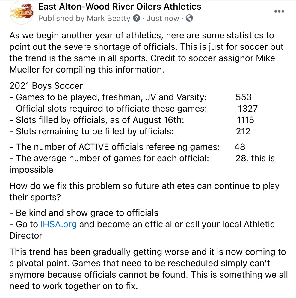 A gradually deteriorating situation across the board in all sports that we all must work together on to fix.