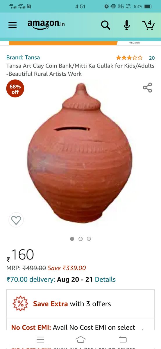 vaanis762's tweet photo. 20rs Ki gullak 160 Ki wo bhi after discount😂😂 hadd he hogyi loot Ki #fraud #Amazon #Chor https://t.co/m7OqK873WJ
