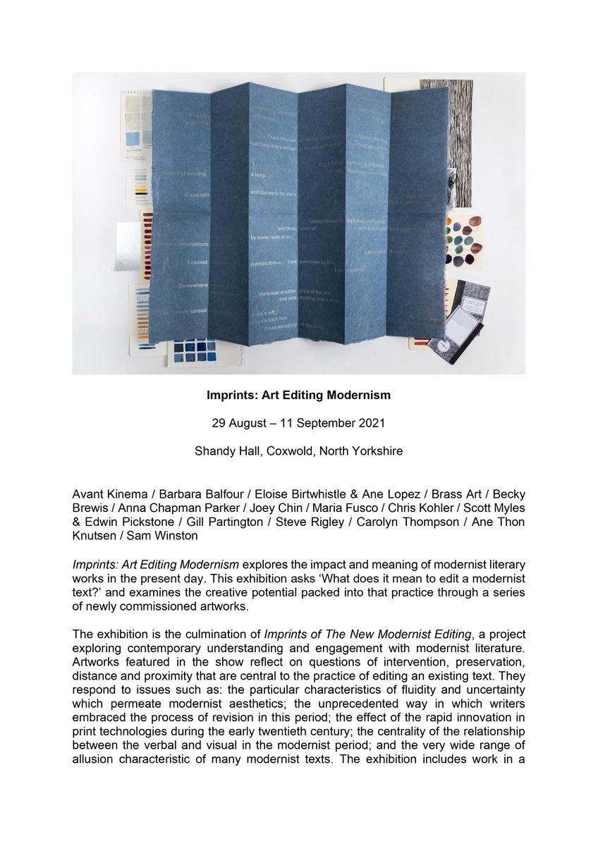 NewModEditing's tweet image. *Imprints: Art Editing Modernism* exhibition will be open to the public 28th August - 11th September at Shandy Hall @LSterneTrust - stunning artworks in a stunning setting. Visit laurencesternetrust.org.uk/visit-us.php for admission details #ImprintsNME #NewModEditing
