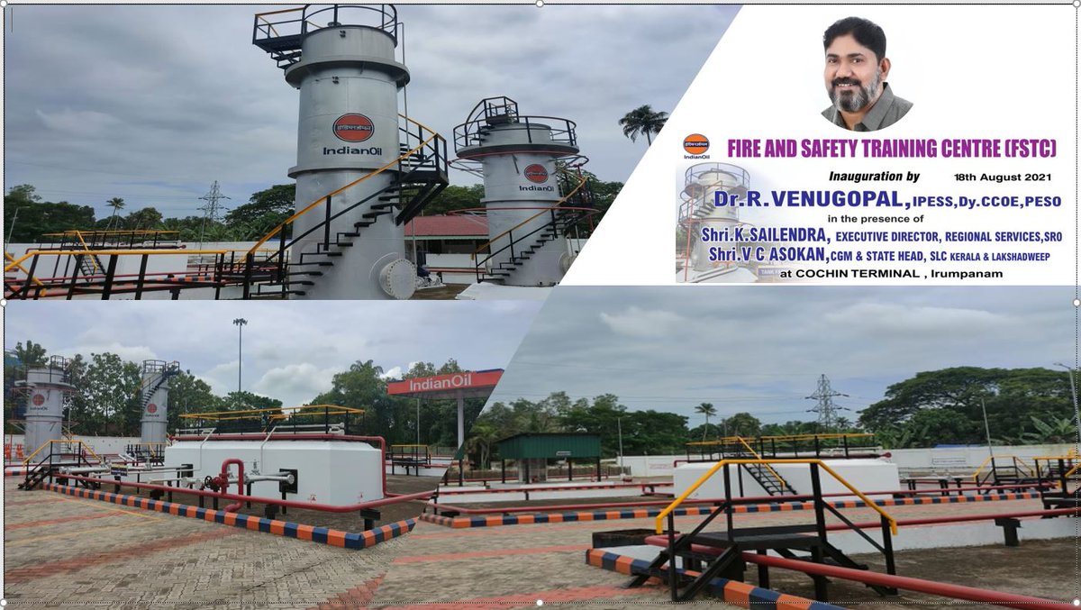 IndianOil strengthens the hands of safety with PESO through the launch of Fire and Safety Training Centre (FSTC) at Kochi tomorrow. First of its kind Fire and Safety Training Centre in Kerala. Will be inaugurated by Dr. R Venugopal, IPESS, Dy. CCOE, PESO.