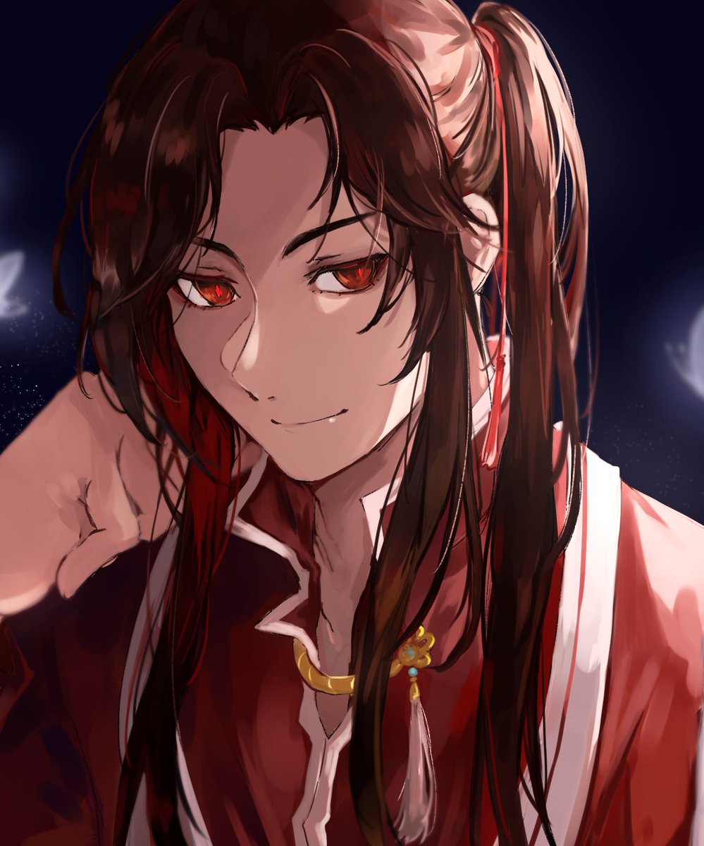 male focus 1boy long hair chinese clothes solo red eyes ponytail  illustration images