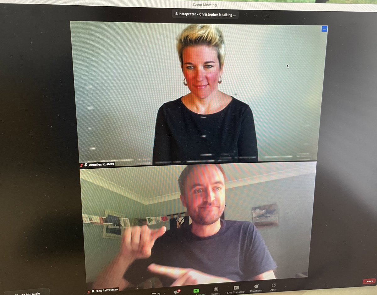 mdemeulder's tweet photo. Always proud to see fellow deaf academics challenging each other intellectually at mainstream conferences. Here @NickPalfreyman acting as discussant for @AnneliesKusters keynote on small-scale sign multilingualism #SSML2 https://t.co/RpyVfA0aBt