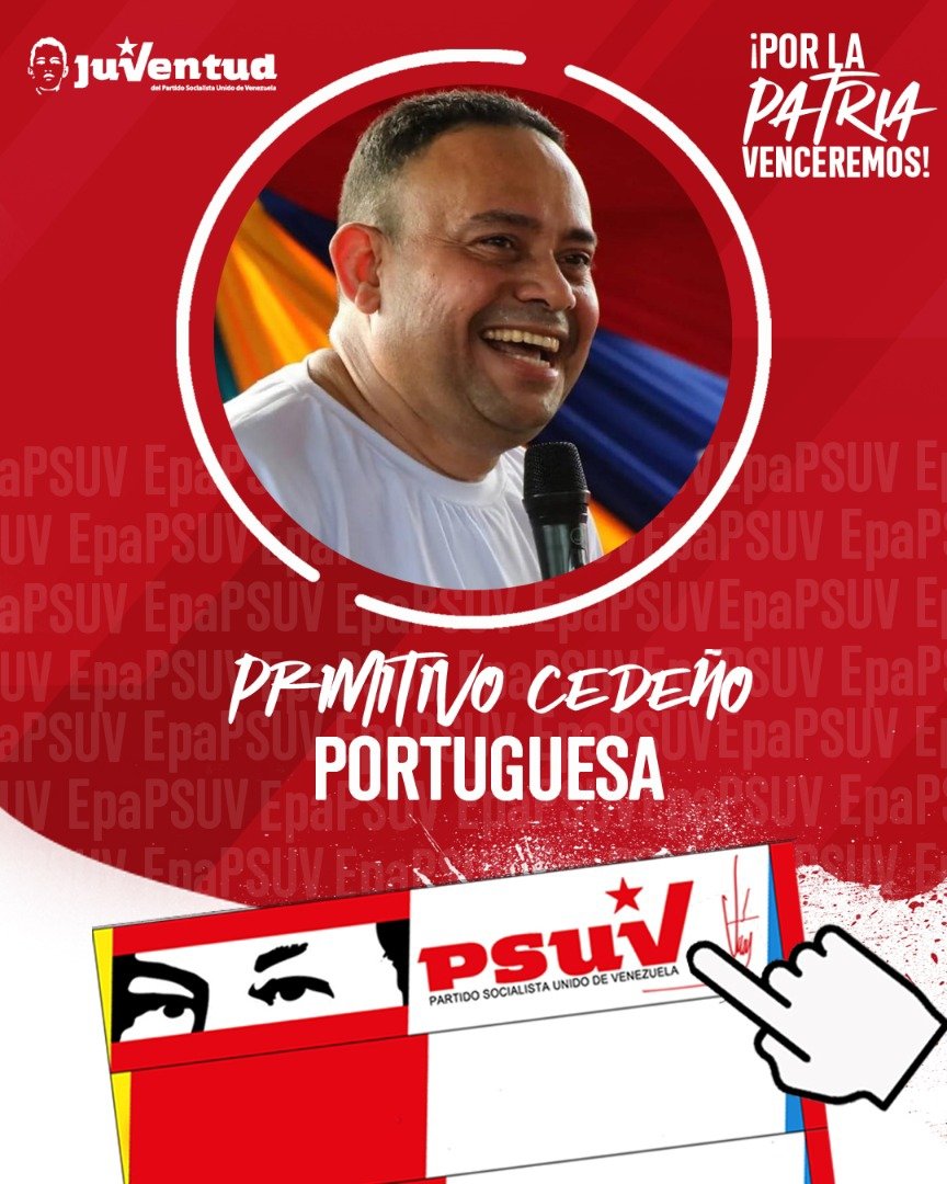 #MemoriaVerdadYJusticia
Candidato a la gobernación del estado #Portuguesa: 

        🔴 Antonio Primitivo Cedeño          
              @PrimitivoPsuv

#EpaPSUV2021