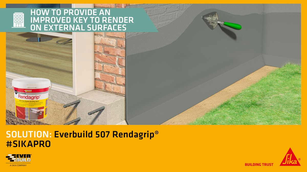 SikaIreland's tweet photo. Rendering external walls is a great way of giving your house a facelift. @everbuild 507 Rendagrip is waterproof extra-grip render bonding agent that can be applied to concrete, brickwork, and even to damp surfaces! https://t.co/S8nNisBGQk
#SikaPro #diy #homeimprovement #facade https://t.co/Iv3vgBPfyn