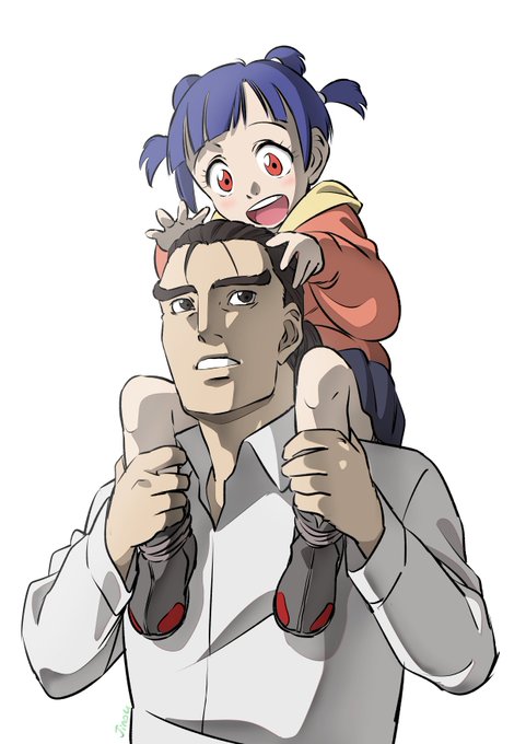 迫水親子サコミズ王の最期で泣いてしまったので、せめて幸せそうな姿を描きました。#リーンの翼 
