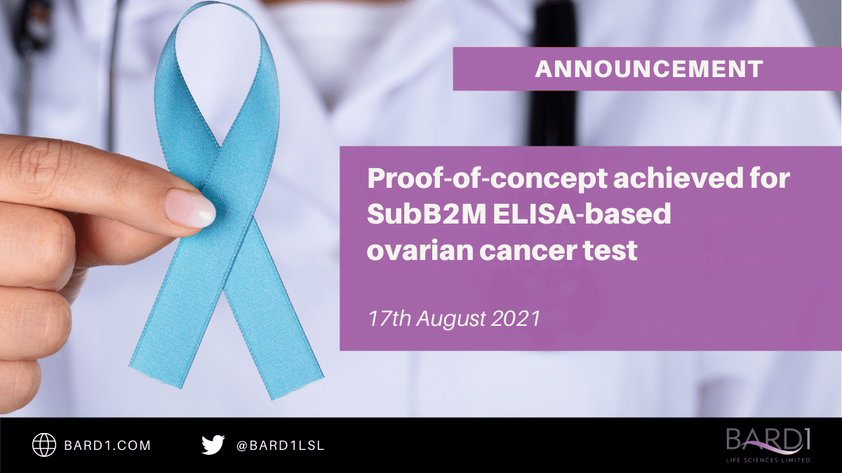 INOVIQLtd's tweet photo. Achievement of this key proof-of-concept milestone supports and de-risks advancing the development of  @BARD1LSL's SubB2M ELISA tests for #ovarian, #breast, #prostate and other #cancers. 
Read the full release here: https://t.co/VjS1O6Odr0 https://t.co/GevFdp5Khg