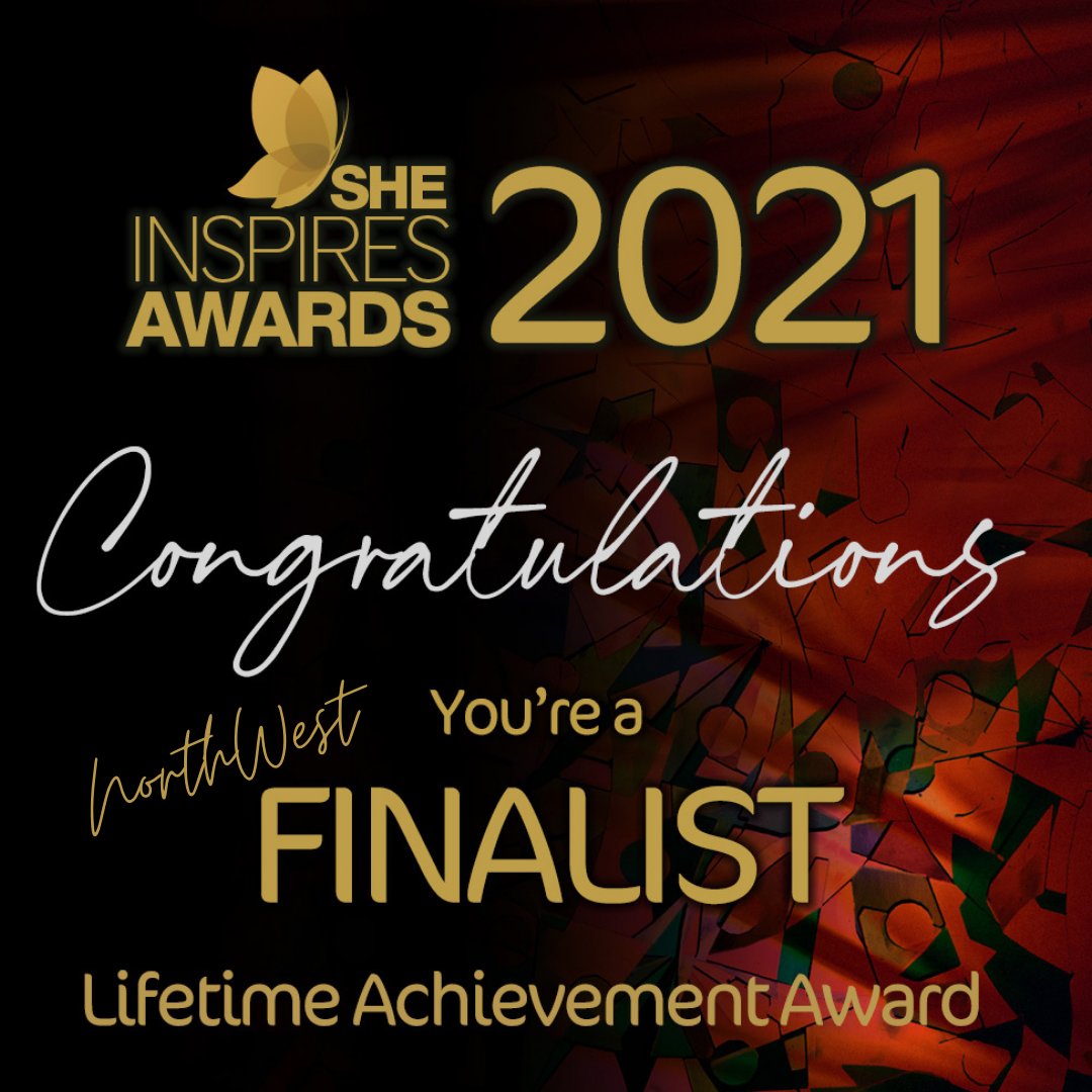 Delighted to be a finalist for the SheInspires Lifetime 
Achievement Award alongside some fantastic women
#sheinspires 2021 #northwestwomen