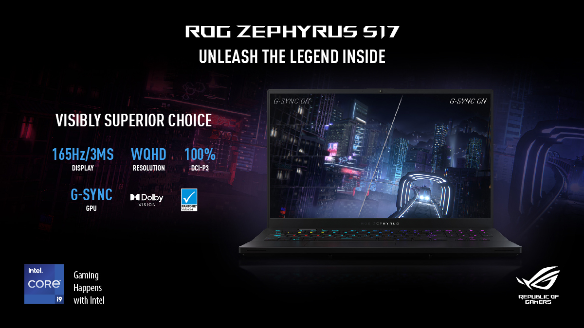 ASUS_ROG_ID's tweet image. Layar Zephyrus S17 memberikan panel imersif: WQHD 165Hz / 3ms dengan G-SYNC dan Advanced Optimus yang divalidasi untuk akurasi, ideal untuk visual dalam game yang nyata dan pembuatan konten yang serius. 

Info produk: bit.ly/3s9mSzX

#ROGisMine  #ROGZephyrusS17