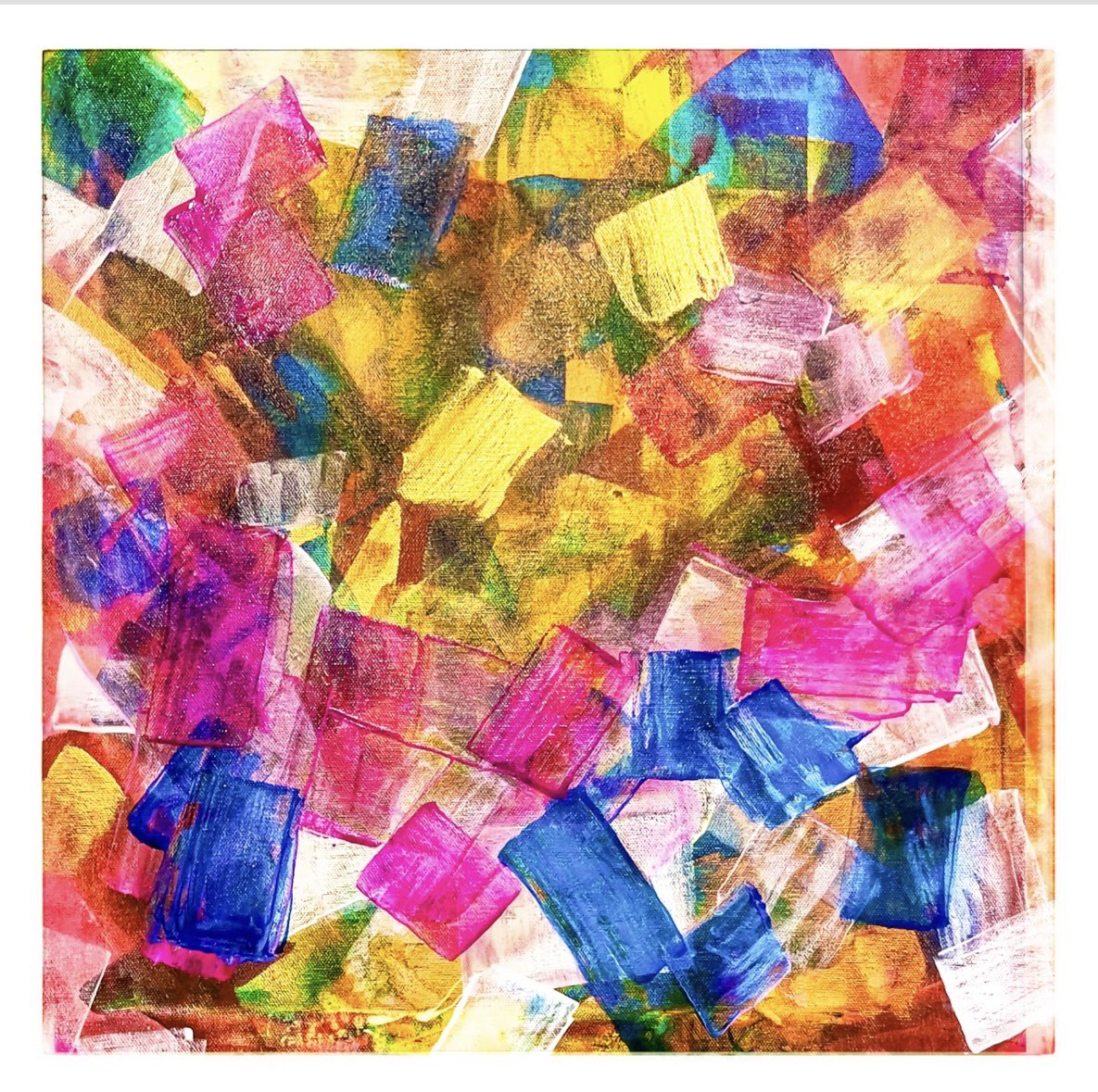 taruche's tweet photo. The joy of layering paint on paint on paint is beyond description. And then you can see how the colours peek through each layer. Some bravely, some tenuously and some decidedly boldly. I have enjoyed this magic in this 18/18 inch acrylic painting. 

#acrylicpainting #colourburst https://t.co/lLaOJrJoWy