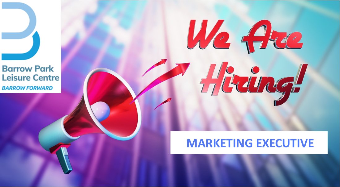Barrow Park Leisure Centre is looking for a Marketing Executive. This new p/t post is an exciting opportunity to develop &amp; lead campaigns &amp; all daily marketing activities.  
Closing date:  Friday, 27 August
For more info/to request an application email: apply@barrowforward.co.uk