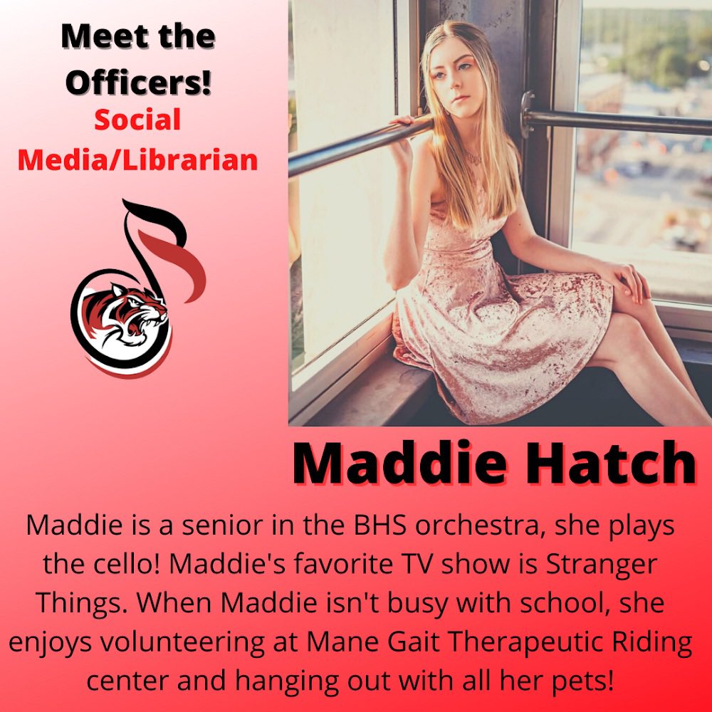 braswellorch's tweet photo. Today we will be introducing our librarian/social media officer! This is Maddie!!
#officers #bhso #cellife #socialmedia https://t.co/3JG8B2OR14