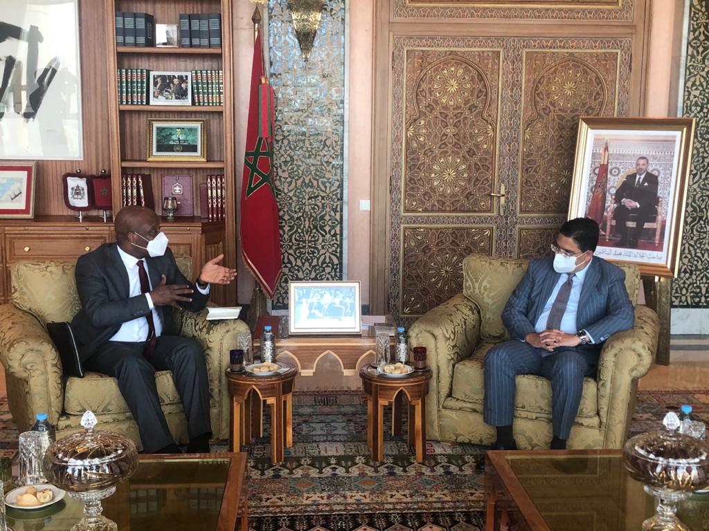 MarocDiplomatie's tweet photo. M. Nasser Bourita a reçu, aujourd’hui à Rabat, le directeur du Centre de contrôle et de prévention des maladies de l'Union africaine, Dr. John Nkengasong. https://t.co/Okej6j1GoT