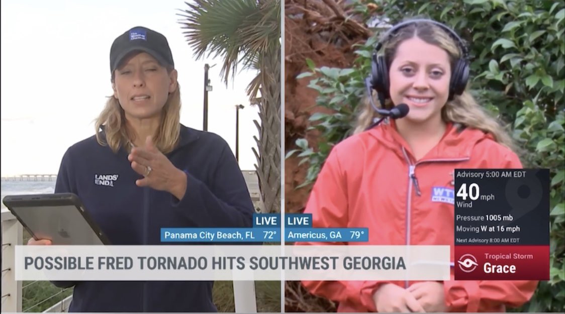 AnnaSimsWX's tweet image. Live report with @StephanieAbrams this morning covering tornado damage in Americus, GA. Big thanks to @weatherchannel for having me this morning!