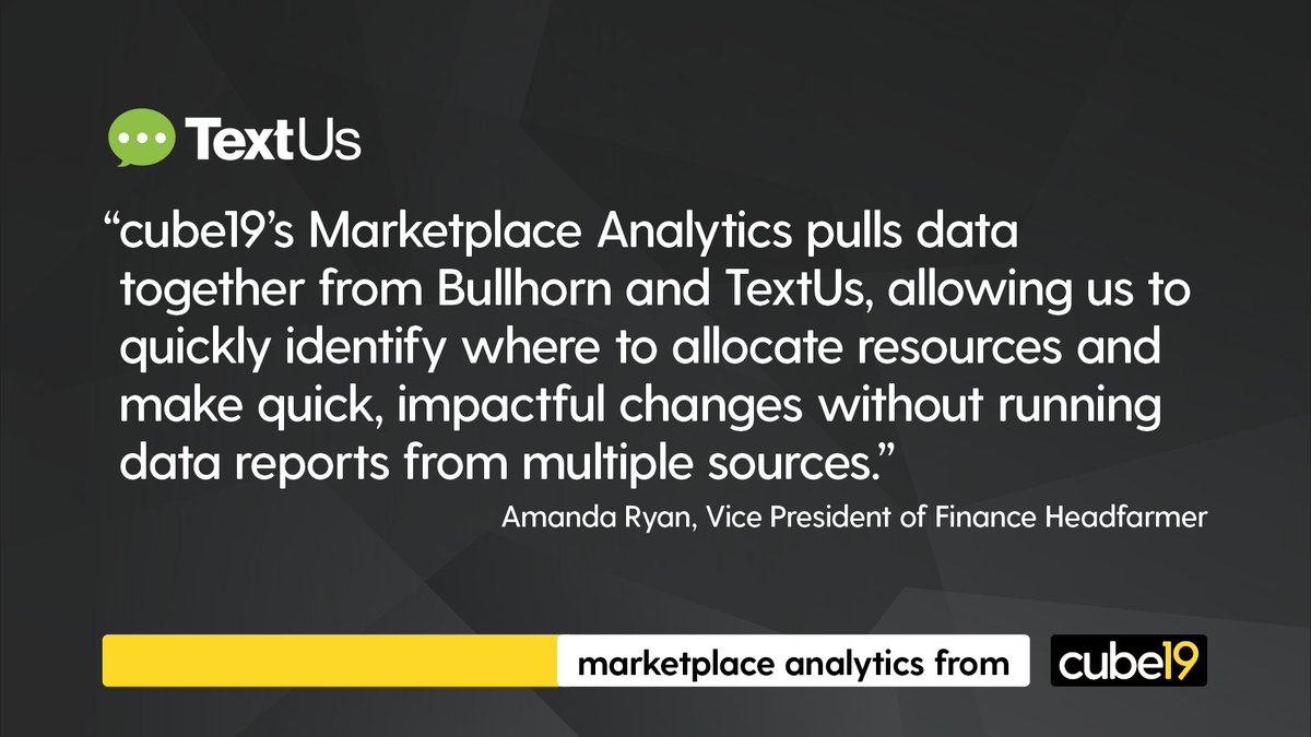 cube19hq's tweet photo. We're proud to partner with @OdroUK, @sourcebreaker,
@CloudCall and @TextUsBiz on a brand new @cube19hq dashboard, combining Marketplace data with @Bullhorn data in one single #cube19 dashboard.
Find out more and sign up below! https://t.co/GTvEtrkOPP https://t.co/l08D5LJ9ZT