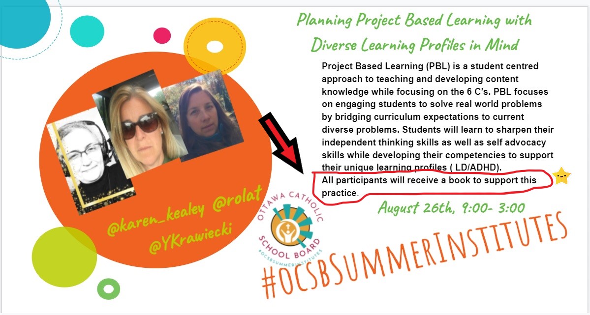 Planing Project Based Learning With Diverse Learners In Mind. #PBL focuses on Ss to solve real world problems&amp;take action! Ss ll implement independent thinking skills, self advocacy skills to support their unique learning profiles ( LD/ADHD). @LeadOCSB #ocsb Face to face w/ lunch