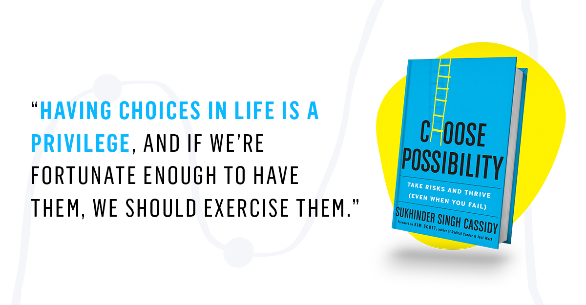 Feeling this quote deeply today. “Having choices in life is a privilege, and if we’re fortunate enough to have them, we should exercise them.” This moves me from feeling fear to feeling a sense of responsibility. Congrats & happy pub day @sukhindersingh!  #ChoosePossibility