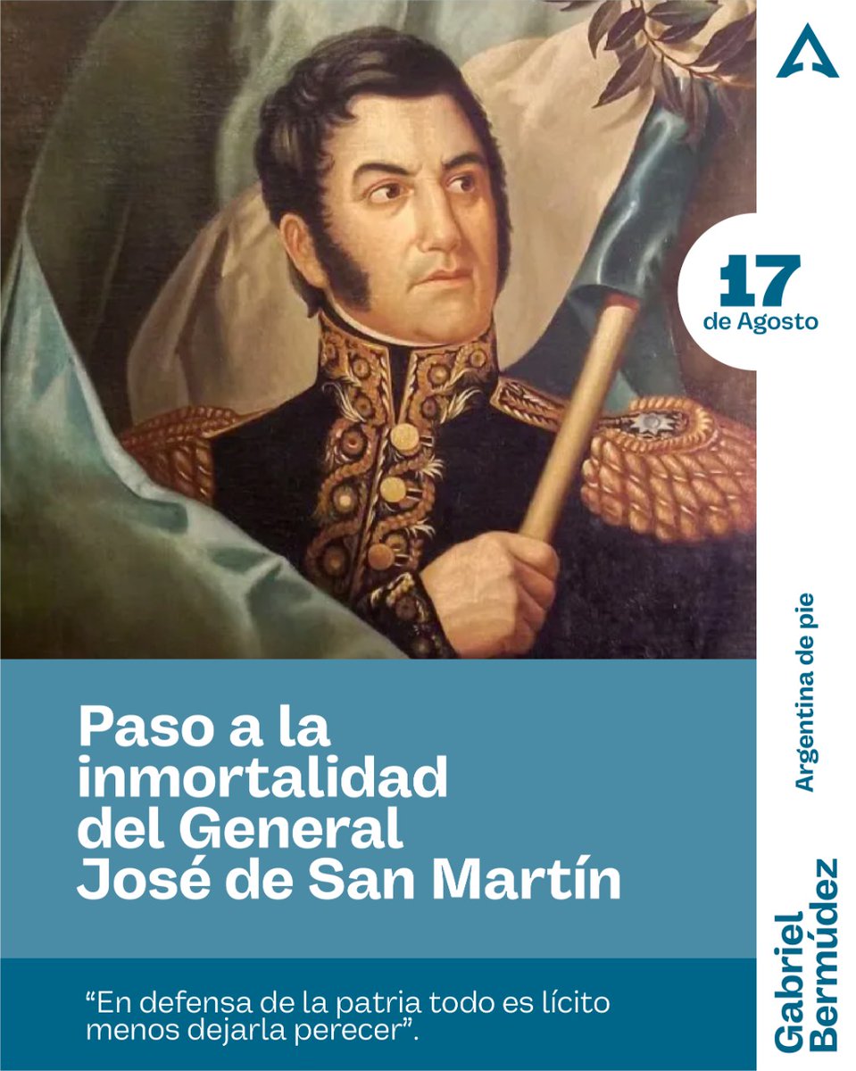 bermudezgok's tweet photo. #17DeAgosto
Hoy se cumplen 171 años del fallecimiento del máximo prócer de la Patria y Libertador de América, General José de San Martín. Por su obra, ejemplo y legado, vivirá en la inmortalidad y en el corazón de cada habitante de esta tierra.
#JoséDeSanMartín🇦🇷 https://t.co/v4io60iXZ6