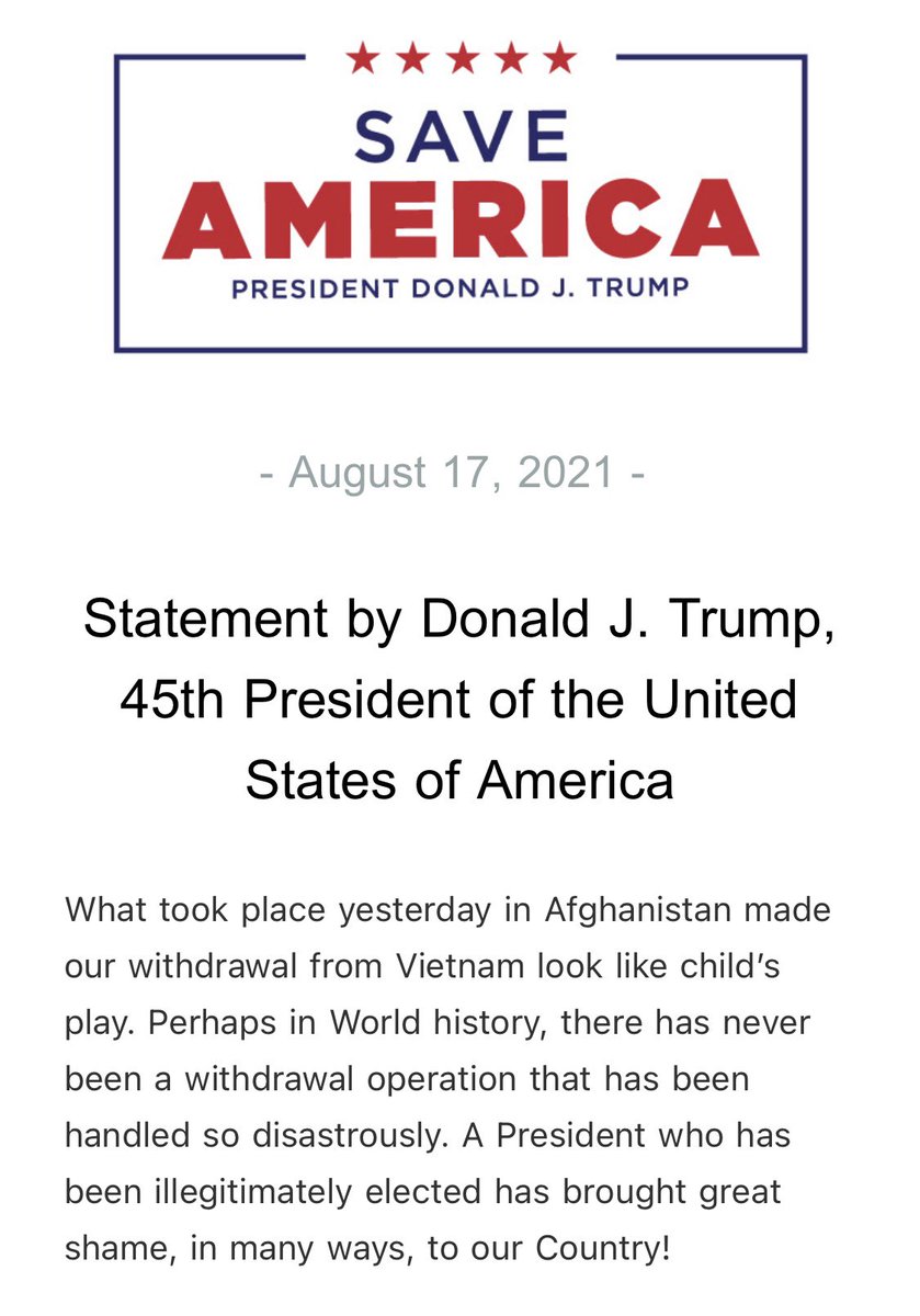 Statement by Donald J. Trump, 45th President of the United States of America