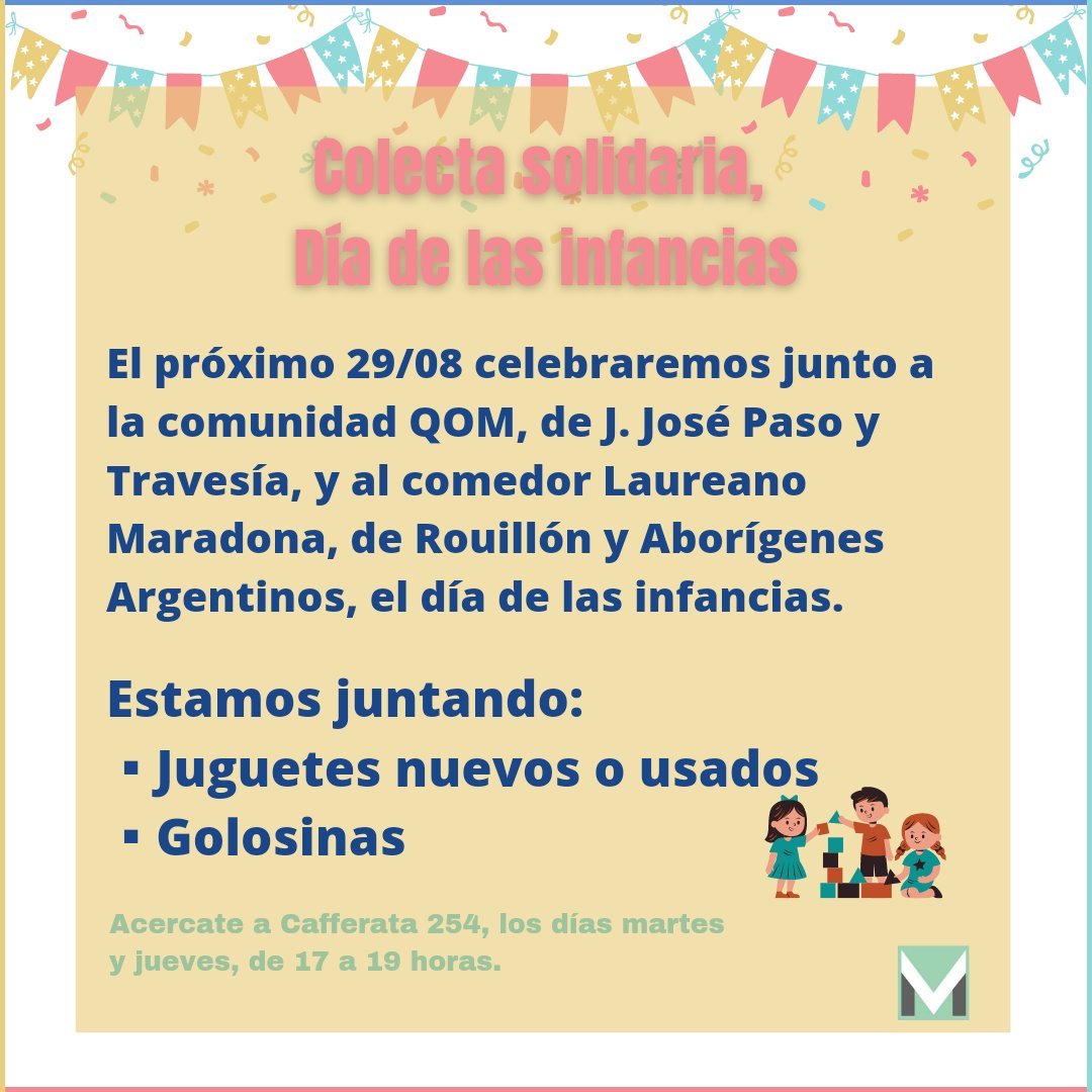 VecinalMaradona's tweet photo. La vecinal no descansa 🌈
Vamos por el festejo en el mes las Infancias. 
Pedimos donaciones de juguetes y golosinas
El próximo 29/08 serán entregadas a los niños y niñas de la comunidad QOM. 
Tu aporte es fundamental, sabemos que contamos con vos. 
Ayudanos con un 👉🏻RT https://t.co/uxZw7wvII2