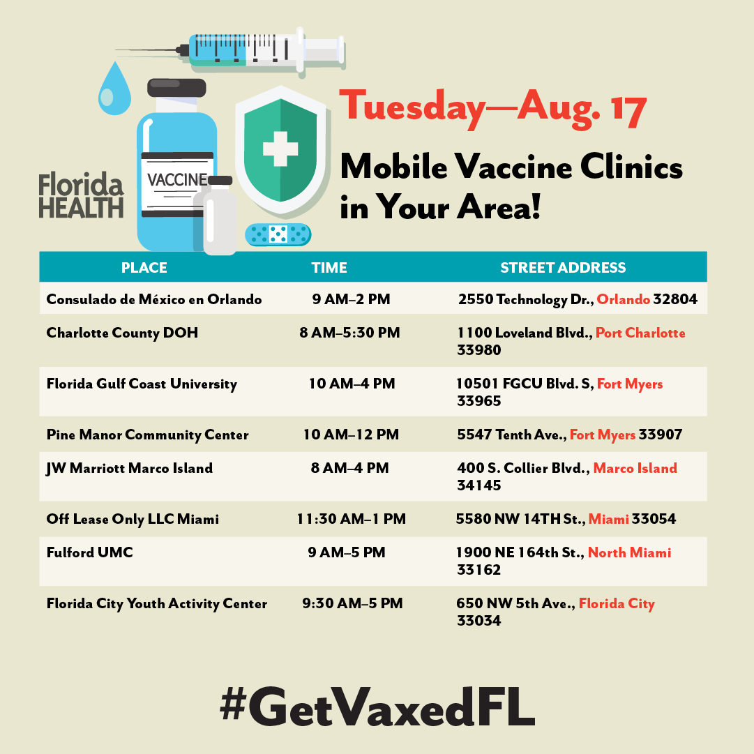 Get up and #GetVaxed! Our mobile vaccination clinics make it quick and convenient to get vaccinated. No appointment needed! Look at the schedule today to find a location near you!