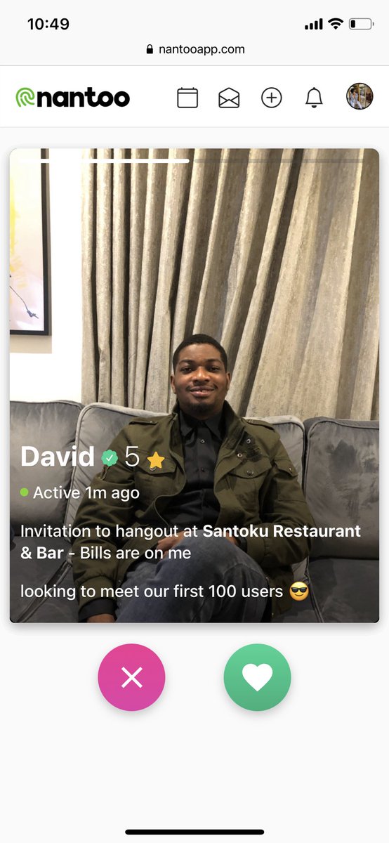 DavidQuartz's tweet photo. Grow your circle with @NantooApp in 4 easy steps
1. Sign up
2. Create an invitation
3. Receive likes on your invite and choose the profile you find most interesting from among them
4. Schedule a meetup in the chats 

No sweating it.

Sign up now on https://t.co/WVMfhxtoOX https://t.co/zvnNRLJUun