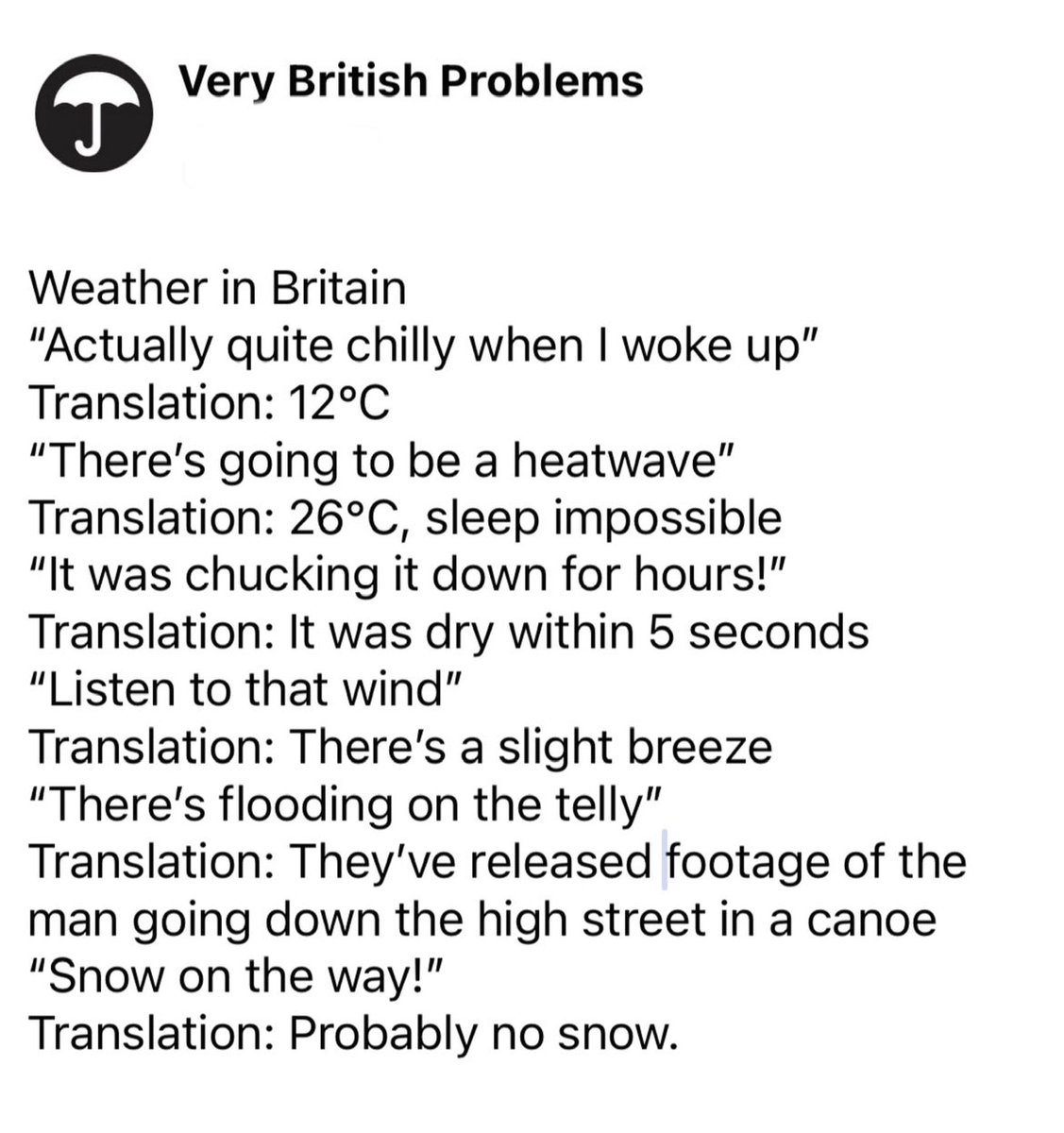 Weather in Britain.