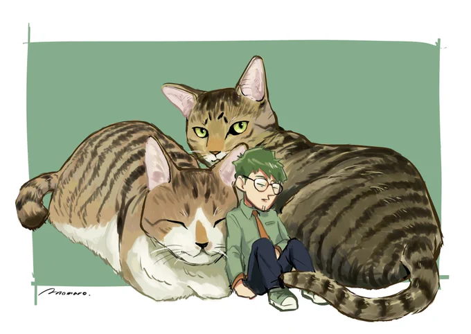 一昨日が世界猫の日だったそうで、愛猫さんたちと一緒に。
#3nsart 