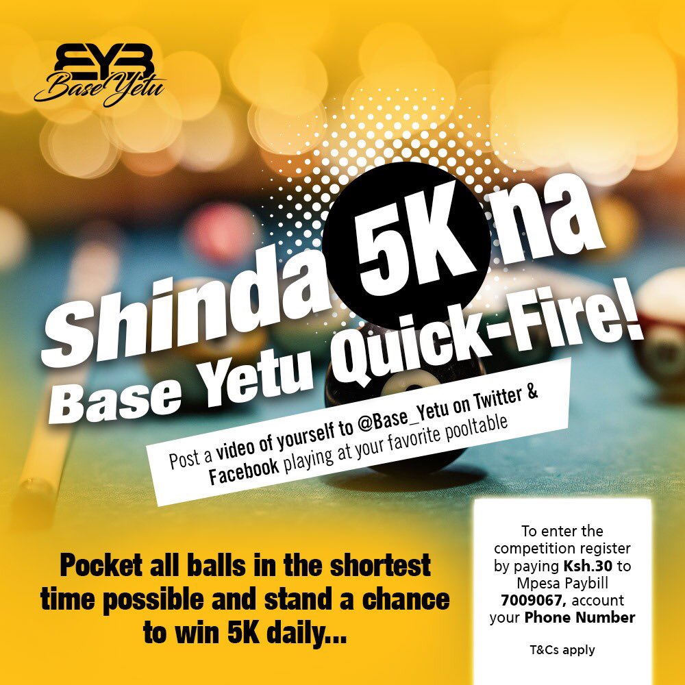 Base_Yetu's tweet photo. Introducing Base Yetu Quick-Fire!!

Pocket all balls in the shortest time possible and stand a chance to win 5K daily... #BaseYetu #Quickfire 

#OnePhoneCall #abbybyabsa #WhatsAppBanking https://t.co/WKsTs5GNKe