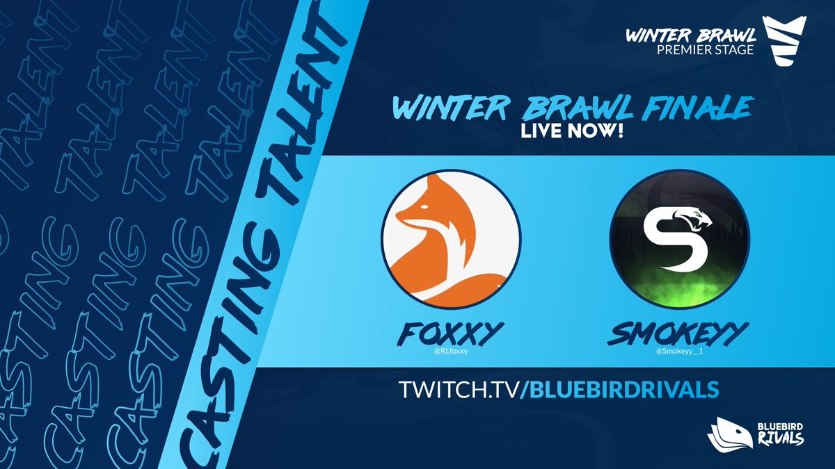 The #WinterBrawlFinale is NOW LIVE!

Our broadcast team for tonight is
🎙️ <a href="/RLfoxxy/">Foxxy</a> &amp; <a href="/Smokeyy__1/">Smokeyy</a> 
📹 <a href="/ItsPaybackHere/">Dwayne "The Pebble" aka Payback</a>, <a href="/jayyyyau/">jayyyy</a> &amp; <a href="/jimiOCE/">jimi</a> 

Who will win the Finale?

Find out RIGHT NOW!
📺twitch.tv/bluebirdrivals

p.s. We may be running some more giveaways live on stream