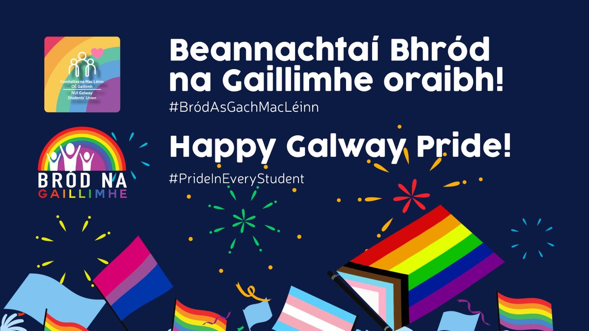 UniOfGalwaySU's tweet photo. Lot's more happening over the weekend for #GalwayPride so get out there and celebrate 🥳
#PrideInEveryStudent
#BródAsGachMacLéinn
#NUIGWhatsOn
#Bród2021 https://t.co/OdHuMZzW5m