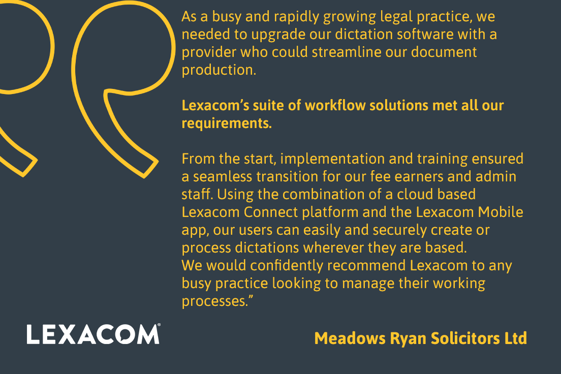 LexacomDictate's tweet photo. What does a "good day in the office" look like for our #LexacomForLegal specialists?
Another fantastic recommendation from a busy #LawFirm using Lexacom.
https://t.co/4Ph4UcXo1L https://t.co/xuXE60BStz